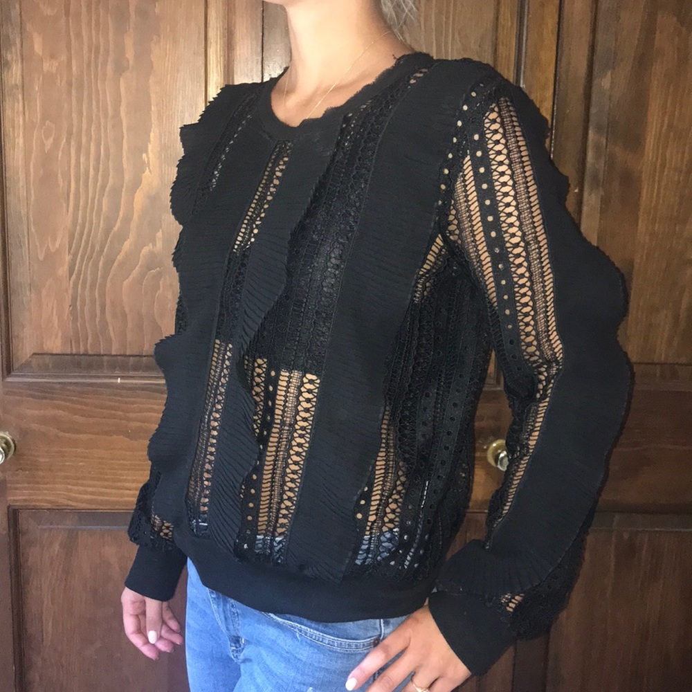 Black See Through Frill Blouse